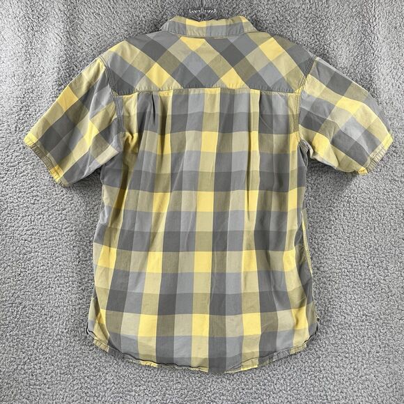 Simms Shirt Mens Medium M Yellow Gray Plaid Button Up Pocket Fishing Short - Picture 6 of 6